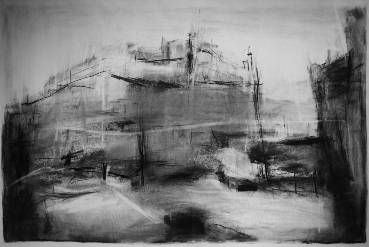 untitled 1, charcoal on paper on dibond